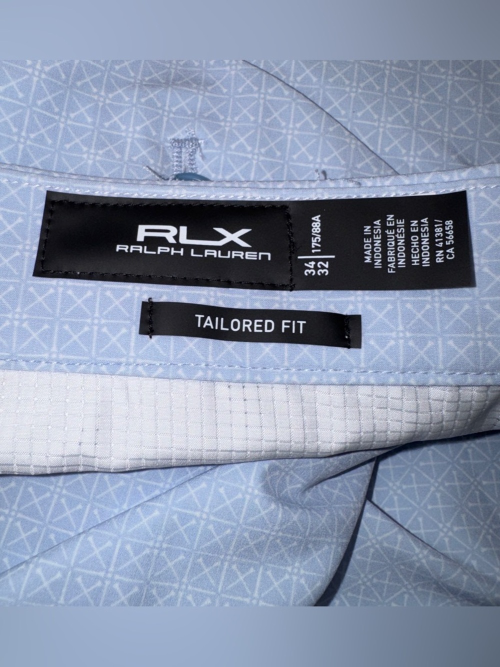 NWT RLX Ralph Lauren Golf Pants 34x32 Light Blue Tailored Fit Water Repellent - Picture 7 of 16